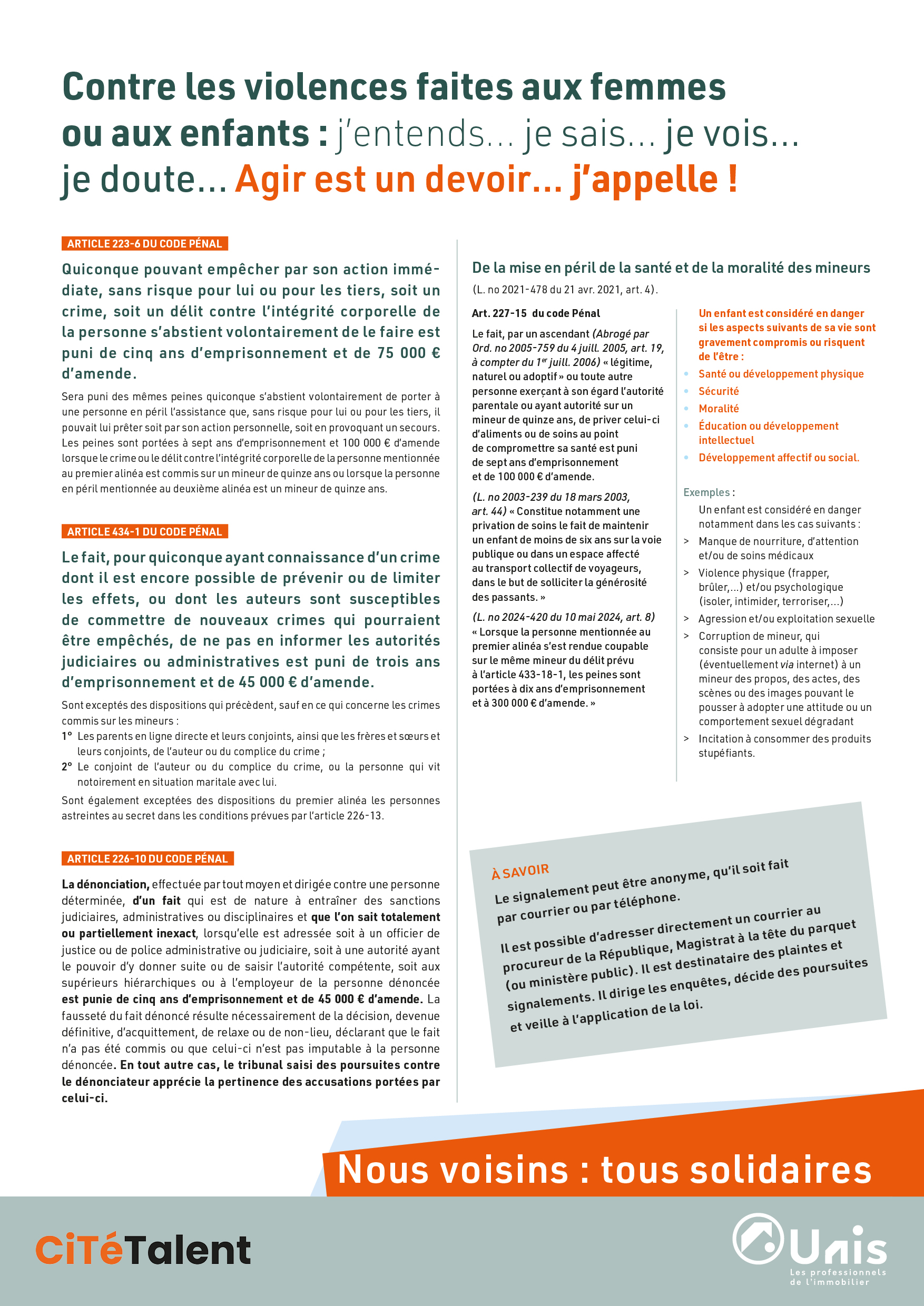 Affiche Voisins solidaires réalisée avec l’UNIS, verso